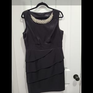 Dressbarn fitted dress with pearl and bead collar